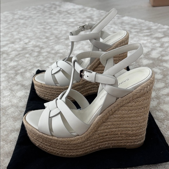 Saint Laurent White Espadrille Sandals - Picture 4 of 5
